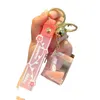 Keychains Creative Cartoon Oil Unicorn Milk Box Acryl transparant paar auto sleutelhanger hanger T220909