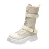 أحذية Boots Women's Boots و shichtsoled Boots Boots Laceup أحذية Midcalf غير رسمية مستديرة من أحذية إصبع القدم سميكة 221114