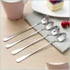 Spoons Coffee Mixing Spoon Stainless Steel Kitchen Round Soup Spoons For Eating Stirring Cooking Korean Long Handle Tableware Wholes Dhtzn