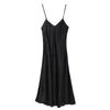 Sexy Pyjama 's Satin Nightgown Long Slip Sleep Dress Silk V Neck Sleepwear Solid Color Nightwear 221027