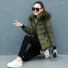 Damen Trenchcoats 2022 Winter Parkas Frauen Jacke Pelzkragen Mit Kapuze Basic Mantel Verdicken Weibliche Warme Baumwolle Gepolsterte Oberbekleidung Plus Größe