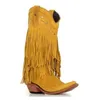 Bot Botları Kadınlar İçin Bot Botlar Retro Retro Fringe Tassel Taşınan Topuk Midcalf Botlar Moda Sonbahar Kış Ayakkabıları Büyük Boyut Botas Feminas 221114