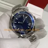 In Box Automatic Mens Watch Men's 42mm 600M Blue Dial Professional Stainless Steel Bracelet Asia Automatic Mechanical Watches Wristwatches