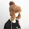 Berets Fur Winter Hats For Women 2022 Bomber Hat With Earflaps Outdoor Snow Skiing Cap Thick Warm Plush Fluffy Woman