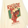Velo uva vermelha bela adormecida impressão rhude hoodie damasco sweatshirts das mulheres dos homens de alta qualidade casual streetwear com capuz pulôver qlv7