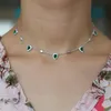 Princess Noble Necklace Pendent Water Drop Created Emerald Elegent Collar Chain 32 10cm för kvinnor Femme Fashion Jewelry Gift260G3941050