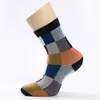 Men's Socks 5 Pairs/Lot Combed Cotton Compression Fashion Colorful Square Happy Dress Men Size 39-45