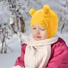 Beretten gezicht met warme hoed oor flap baby schattige gekoppelde koude bescherming lederen hoeden voor jongens en controleer grote trapper