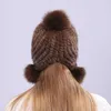 Outros acessórios de moda outros acessórios de moda Chapéu de pele de visita com pêlo de pêlo Bola de orifícios protetores Capéu de inverno para mulheres trapstar russo Autumn Hat Beanie