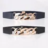 Belts Gold Chain Women Belt Elastic PU Waist Strap Band High Quality Stretch Ladies Silver Metal Waistband