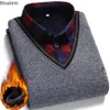 Maglioni da uomo Autunno Inverno Camicia di lana Maglione al collo Plaid alla moda Solido addensato caldo pile Alta qualità Versatile Casual 221115