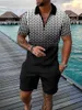 Vente en gros 2029 de nouveaux modèles Shorts pour hommes Survêtements Mâle Été Casual Imprimer Fermeture Éclair Col Rabattu Blouse À Manches Courtes Tops Chemise Costumes POUR hommes