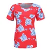 Dames t shirts dames dames lange mouw tees vrouwen korte schep nek bloemen print shirt casual tops blouse dame katoen tuniek