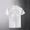 Polos pour hommes Novel Shiny H Drilling Skull POLO Shirt Marque de mode pour hommes Original Slim Printemps Et Été Noir Blanc Design Manches Courtes