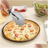 Cake Tools Round Pizza Cutter Tool Stainless Steel Confortable With Wooden Handle Knife Cutters Pastry Pasta Dough Kitchen Bakeware Dhkbj