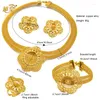 Brincos de decote Conjunto de jóias de pulseira de flor da flor de ouro com xuhuang para mulheres Dubai Banquetes de casamento Design Design por atacado