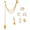 Rücken Ohrringe 12PC Kreative Gold Farbe Blätter Clip Für Frauen Männer Einfache C Ohr Manschette Kein Piercing Set Trend schmuck Geschenk