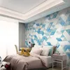 Tapeten, dekorative Tapetenserie, Nordeuropa, abstrakte Geometrie, Dreieck, Rautenform, blaues TV-Sofa, Hintergrundwand, großes Wandbild