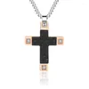 Pendant Necklaces 2022 Trendy Cross Necklace Men Classic Carbon Fiber Stainless Steel Cuban Chain For Jewelry Gift