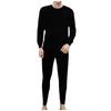 Vêtements de nuit pour hommes Hommes Hiver Pyjama Ensembles Costume Thermique Col Circulaire Couleur Pure Cachemire Sous-Vêtements Ensemble Loisirs Automne Pyjamas Chauds