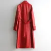 Women's Leather Genuine Real Sheepskin Suede Coat Jacket Lady Dress Spring Autumn Women Outerwear Long Garment LF21040KQN