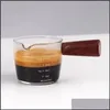 Measuring Tools Measuring Tools Espresso Ounce Cup With Scale And Wooden Handle High Borosilicate Glass Cups 75Ml 100Ml 9 2Nw E3 Dro Dhflu