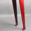 Kolfiber gruscykelram GR044 Flat monteringsskiva broms metall röd extern kabelstam och styret max däck 700x45c