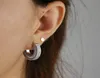 Hoop Huggie Turquoises Stone Paved Luxury Mini Earrings With Gold Silver Color Plated Moon Shape Earring For Women Wedding6834443