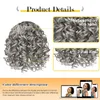 Gray Ponytail human Extension silver grey kinky curly hair Drawstring Ponytails for Black Women Curl Drawstring Pony tail 8 Inch puff bun chignon girl kids