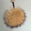 Keychains Fashion 15cm Fluffy Raccoon Fur Ball Keychain Real Fox Fur Keychain Fur Pompom Chain Chain Pompon Keyring Charm Women Bag Pinging T220909