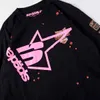 Designer Fashion Kanyes Hoodie Trendy Young Thug Sp5der 555555 Pink Star Print Langarm-T-Shirts für Paare