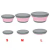 3st/Set Bowl Set Silicone Folding Lunch Bento Box Pink Collapsible Food Storage Container för camping picknick