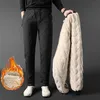 Pantalons pour hommes hiver épais chaud sueurs thermique doublé Jogger polaire grand pantalon mâle grande taille poche zippée travail 6XL noir 221114