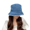 Design vikbar tv￤ttad denim hink hattar kvinnor unisex bob caps hip hop gorros hatt m￤n utomhus fiske jakt panama m￶ssa