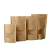 Present Wrap High Quality 10pcs Lot Kraft Paper Bag Window Zip Lock Tomt Torkat matfrukt Tea Paket Självförsegling blixtnedslag på väskor 221108