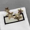 Vintage Stainless Steel Pentagram Stud Women's Gold Color Earrings Letter Ear Earring Jewelry Accessories High Quality Fashion Wedding Gift