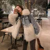 Women's Fur 2022 Autumn And Winter Women's Cow Stitching Young Fashion Parka Quilted Large Collar Faux Cotton Coat