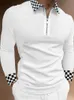 Men's Polos Men Moda Camisas Casuais Casuais Manga Longa Colete Turnante do Z￭per Tops Streetwear Primavera e outono Per￭odo O 221114