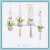 Autres fournitures de jardin 18 styles plante cintre pot de fleurs sac de filet de pot de fleur à la main coton tricot corde de levage pots lanière Dhlq5