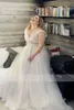 Floral Print V-neck Neckline Plus Size Wedding Dress with Tulle Lace Applique Pearls Beads A-line Sweep Train Bridal Dresses