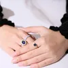 Кольцо с пасьянсом Gem's Beauty Вдохновленное принцессой Дианой эффектное обручальное кольцо Стерлинговое серебро 14 карат с золотым наполнителем Лабораторное кольцо с голубым сапфиром 221115