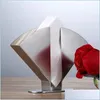 Tissue Boxes Napkins Stainless Steel Napkin Holder Paper Serviette Dispenser Vertical Decorative Tissue Rack Box For Dining Table Dhwn9