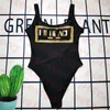 Gold Letter Swimsuit One Piece Bikini Classic Black Swimwear For Women Sexy Backless Bathing Suit