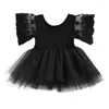 Flickakl￤nningar f￶dda barn baby flickor rosa romper fest spets tutu kl￤nning kl￤der kl￤der 0-3y mesh fashionabla