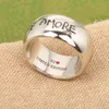 2022 جودة فاخرة S925 Silver Charm Bunk Band Ring Wide and Thin With Words mass لها ختم Box PS4386A