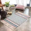 Carpets Bohemian Hand Woven Cotton Linen Carpet Tassel Doormat For Bathroom Shower Room Area Rug