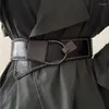 Cintos de cintura elástica larga cintura cinta vintage feminino de couro faux fivela calhejas de vestido elástico cós na cintura