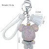 Keychains Leuke Rhinestone Keychain Charm Cartoon Bear Hanger voor dames tas auto sleutelring mobiele telefoon fijne sieraden accessoires meisje geschenken T220909