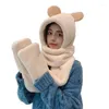 Berets 896e Cartoon Sweet Cute Bear Ears Plush Hat Winter Winter Hiff