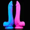 Nxy dildos dongs octopus siliconen kleur regenboog penis vloeistof multi-lagen transparante kristallen simulatie grote volwassen producten 220516